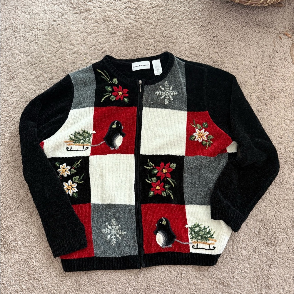 Alfred Dunner Zip Up Cardigan Sweater
